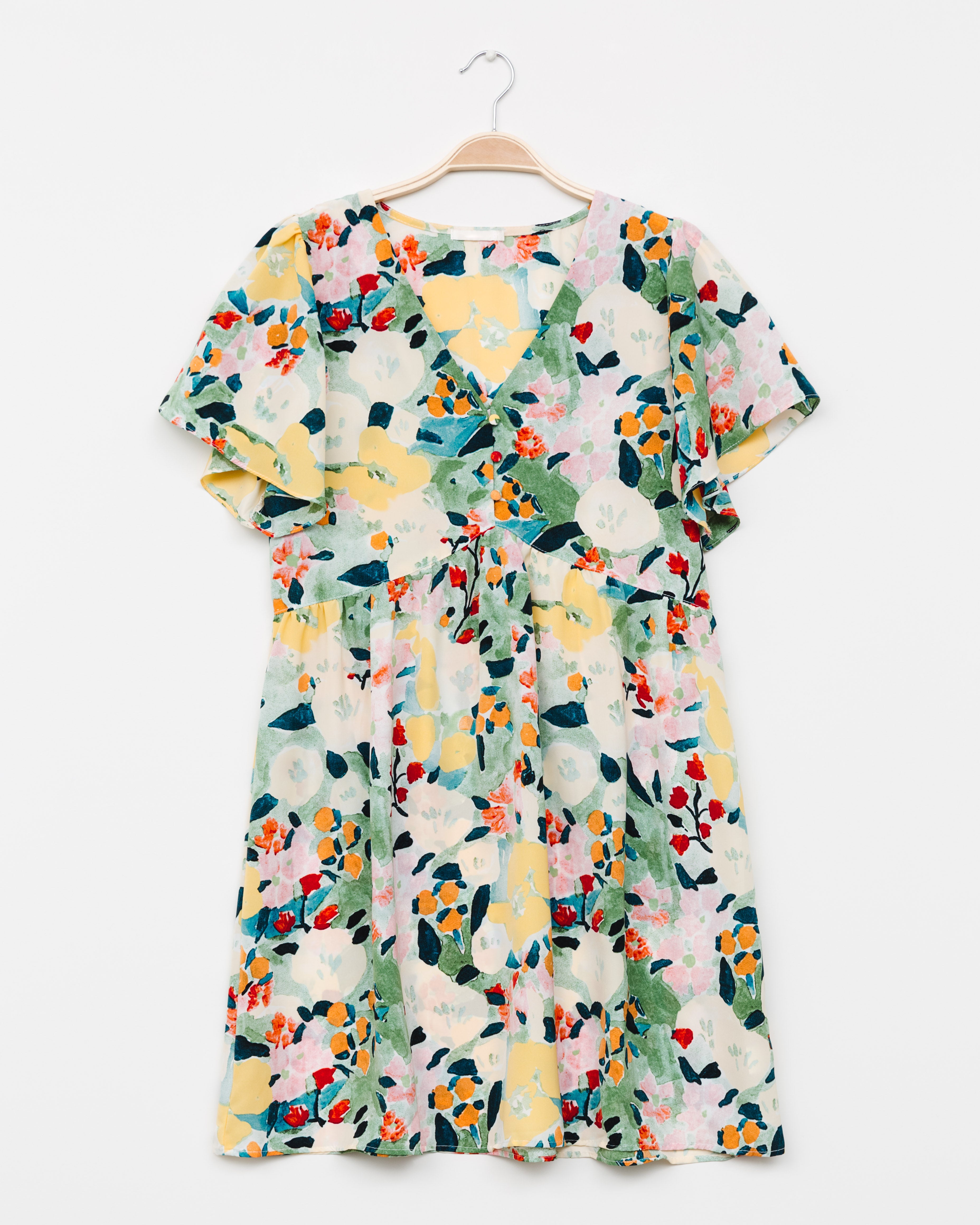 Luftiges Kleid mit Flatterärmeln - Broke + Schön#farbe_hedge-green