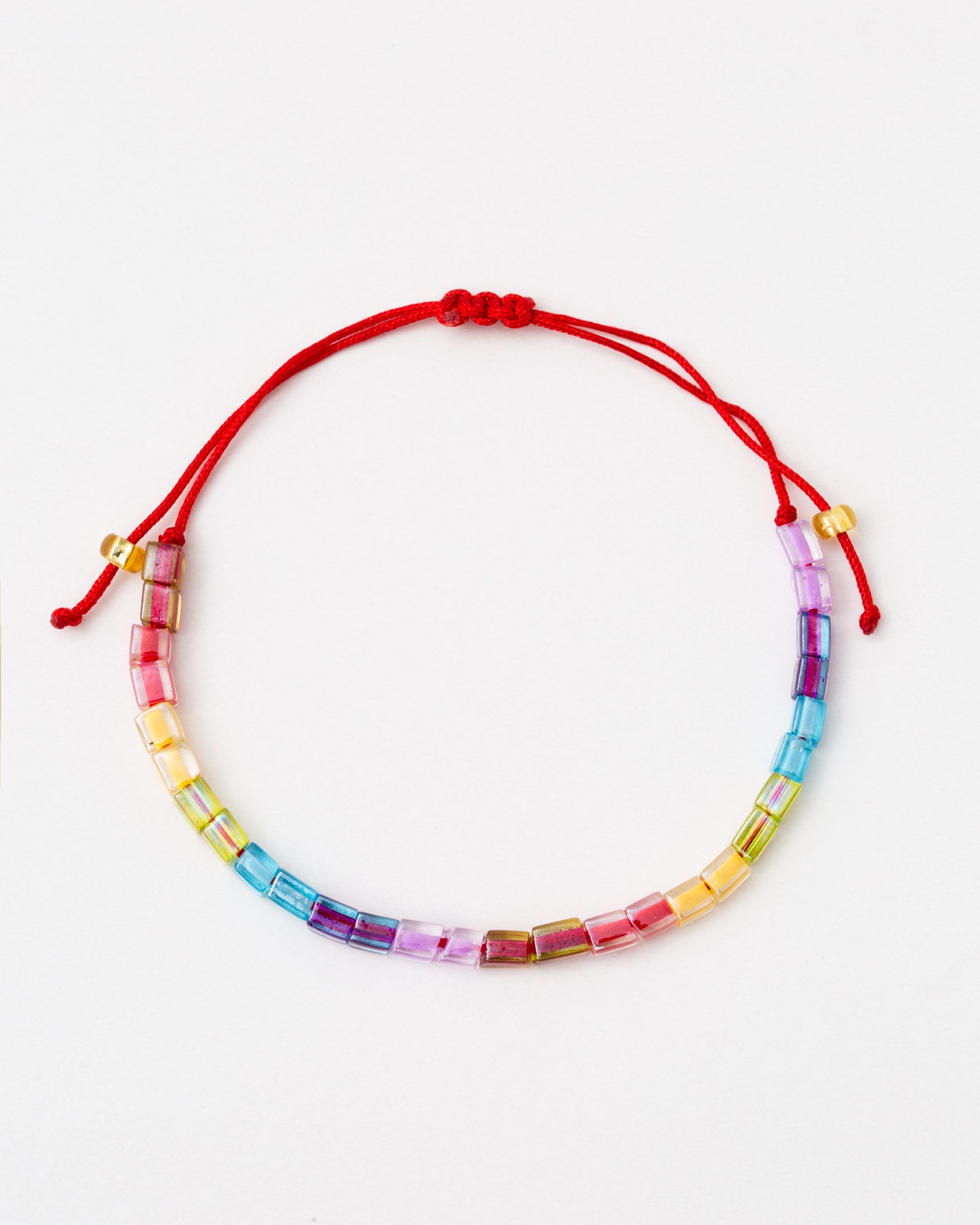 Schmales Regenbogenperlen Armband - Broke + Schön#farbe_red