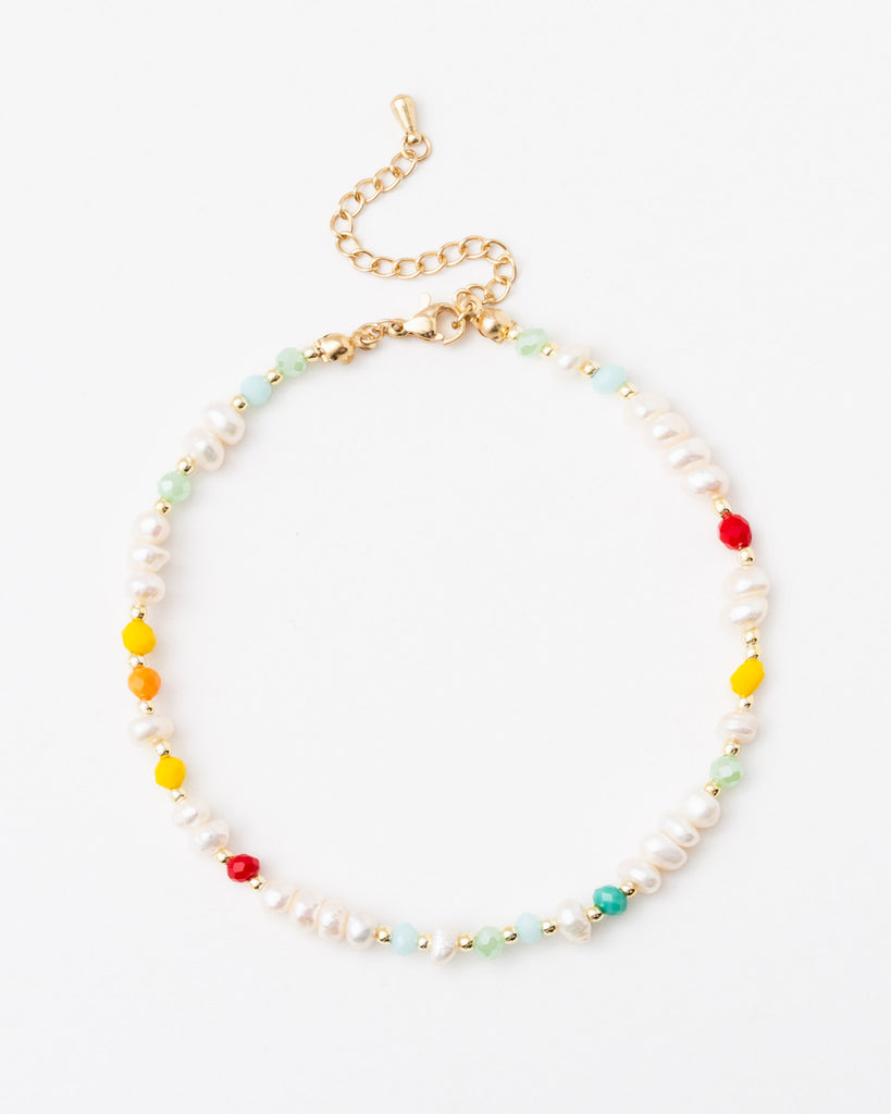 Fußkette aus Perlen - Broke + Schön#farbe_white