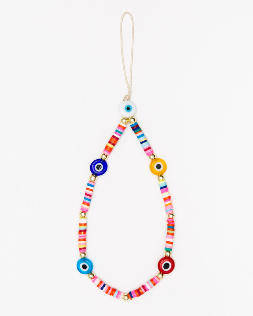 Handykette aus Heishi Perlen und Augen - Broke + Schön#farbe_mixed