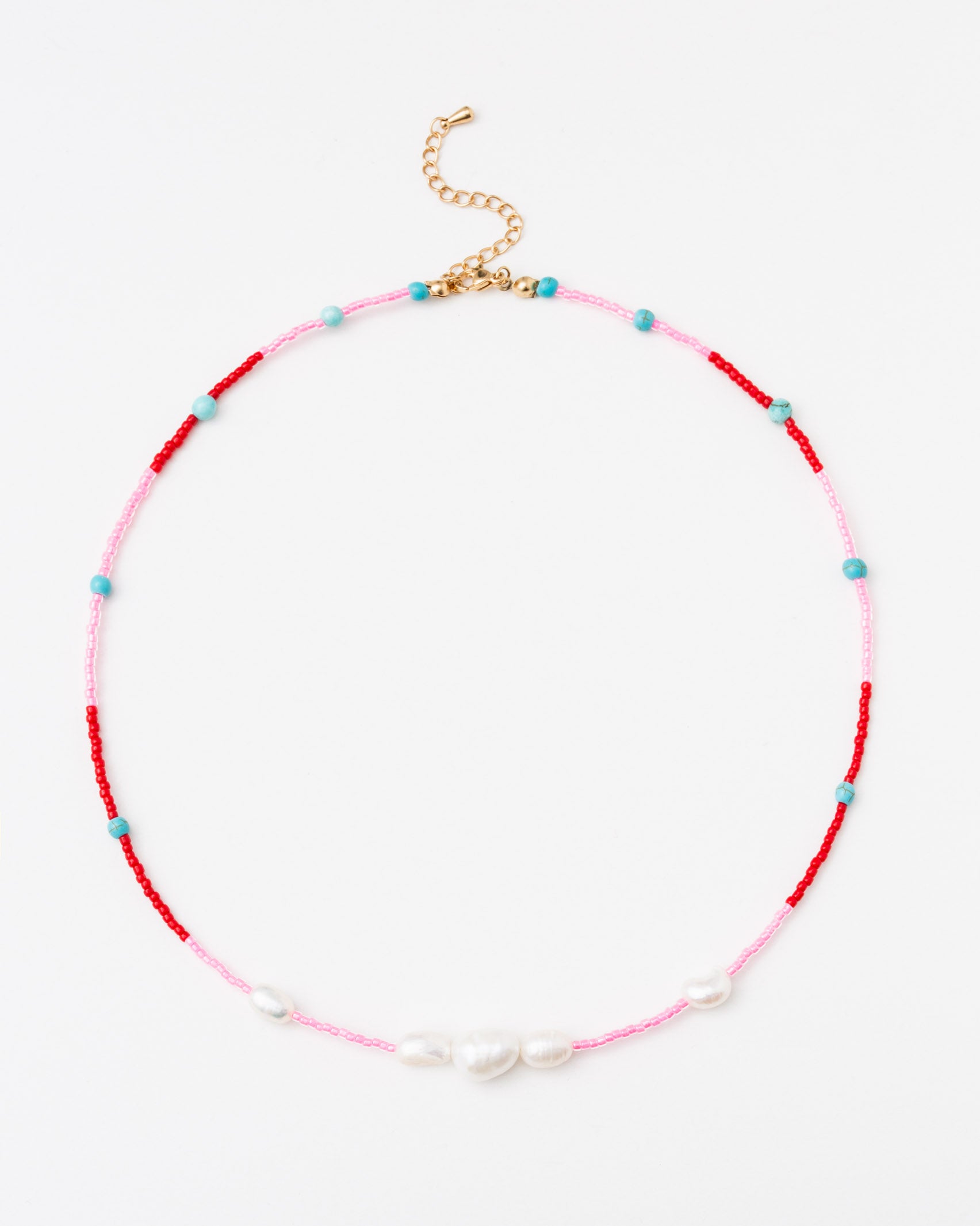 Perlenkette in Kontrastfarben - Broke + Schön#farbe_rose