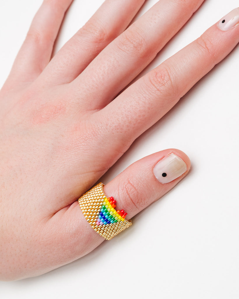 Ring mit Regenbogen Herz - Broke + Schön#farbe_gold-colored