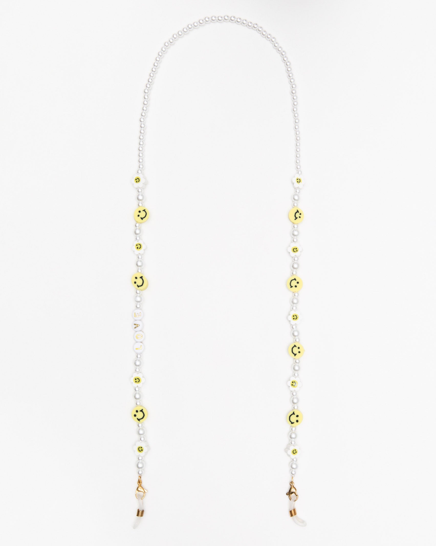 Sonnenbrillenkette aus Perlen - Broke + Schön#farbe_white