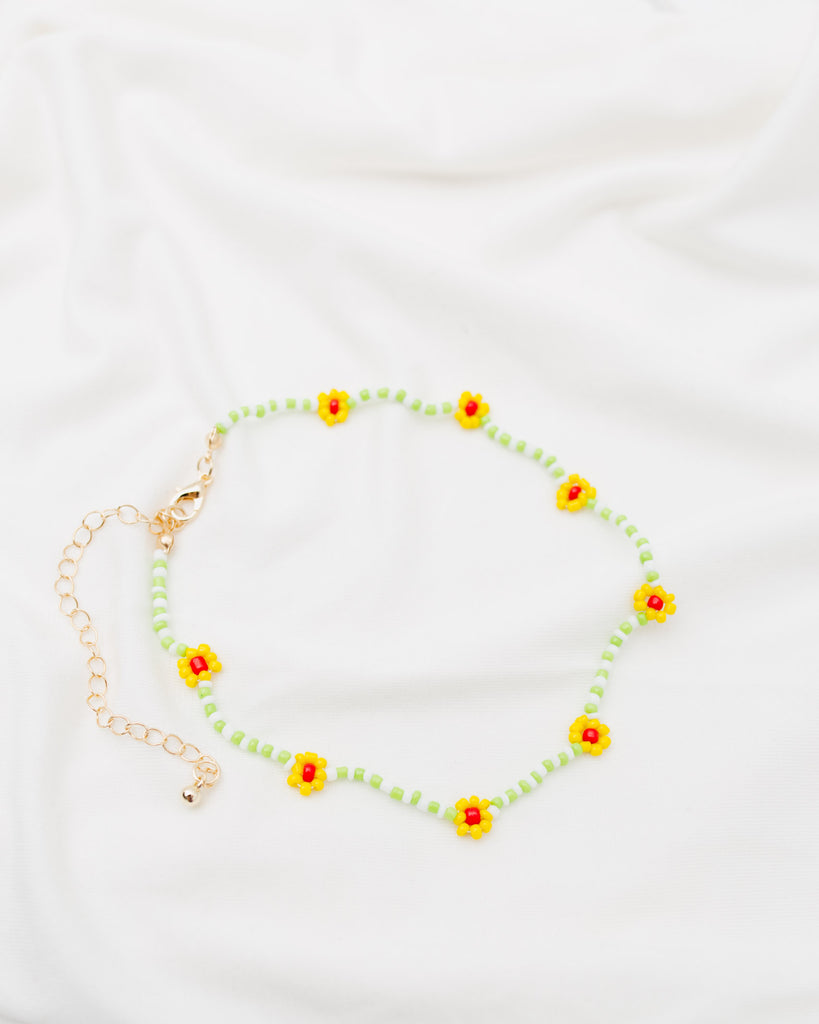 Perlenkette mit Blüten - Broke + Schön#farbe_gras-green