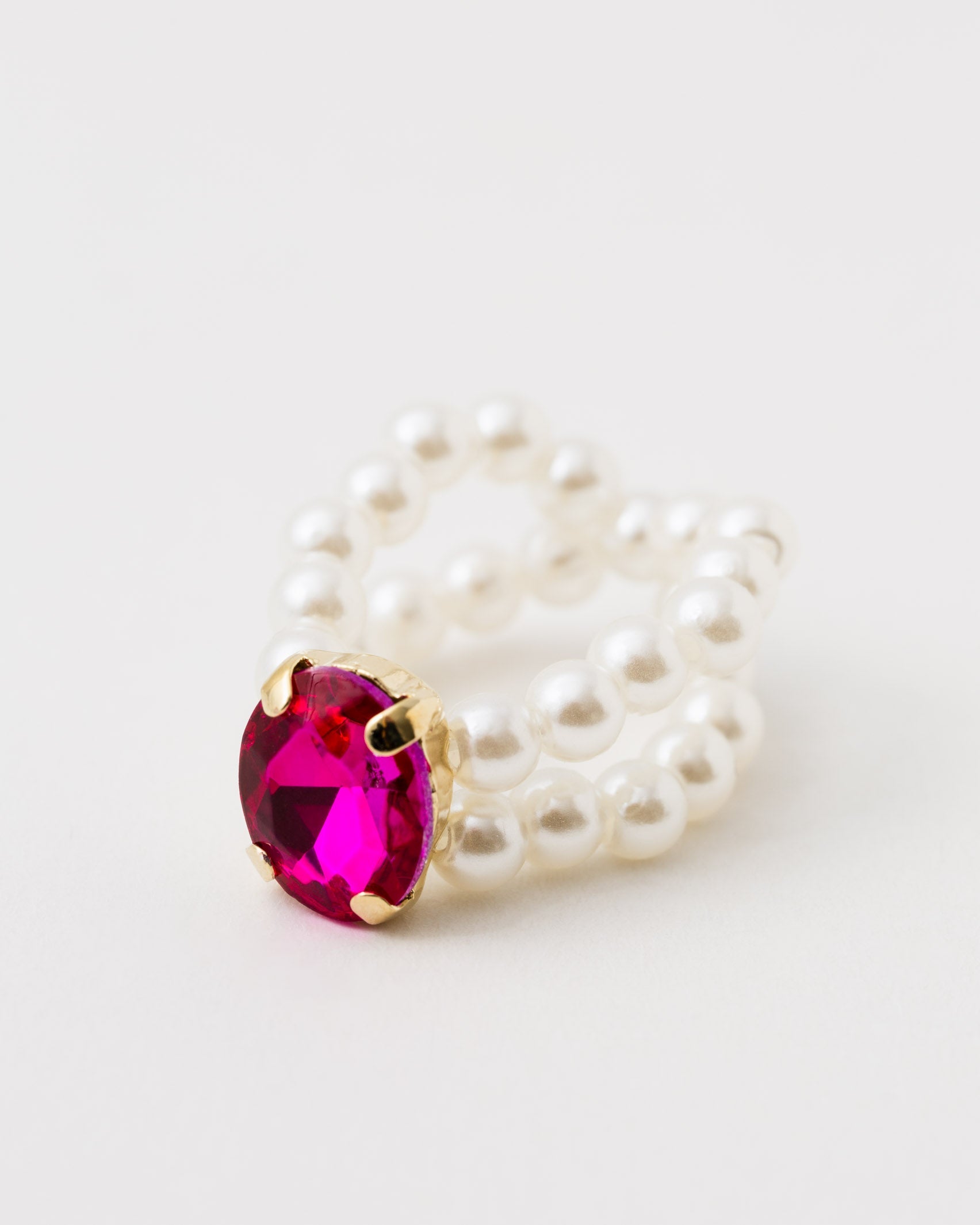 Perlenring mit buntem Stein - Broke + Schön#farbe_pink-yarrow