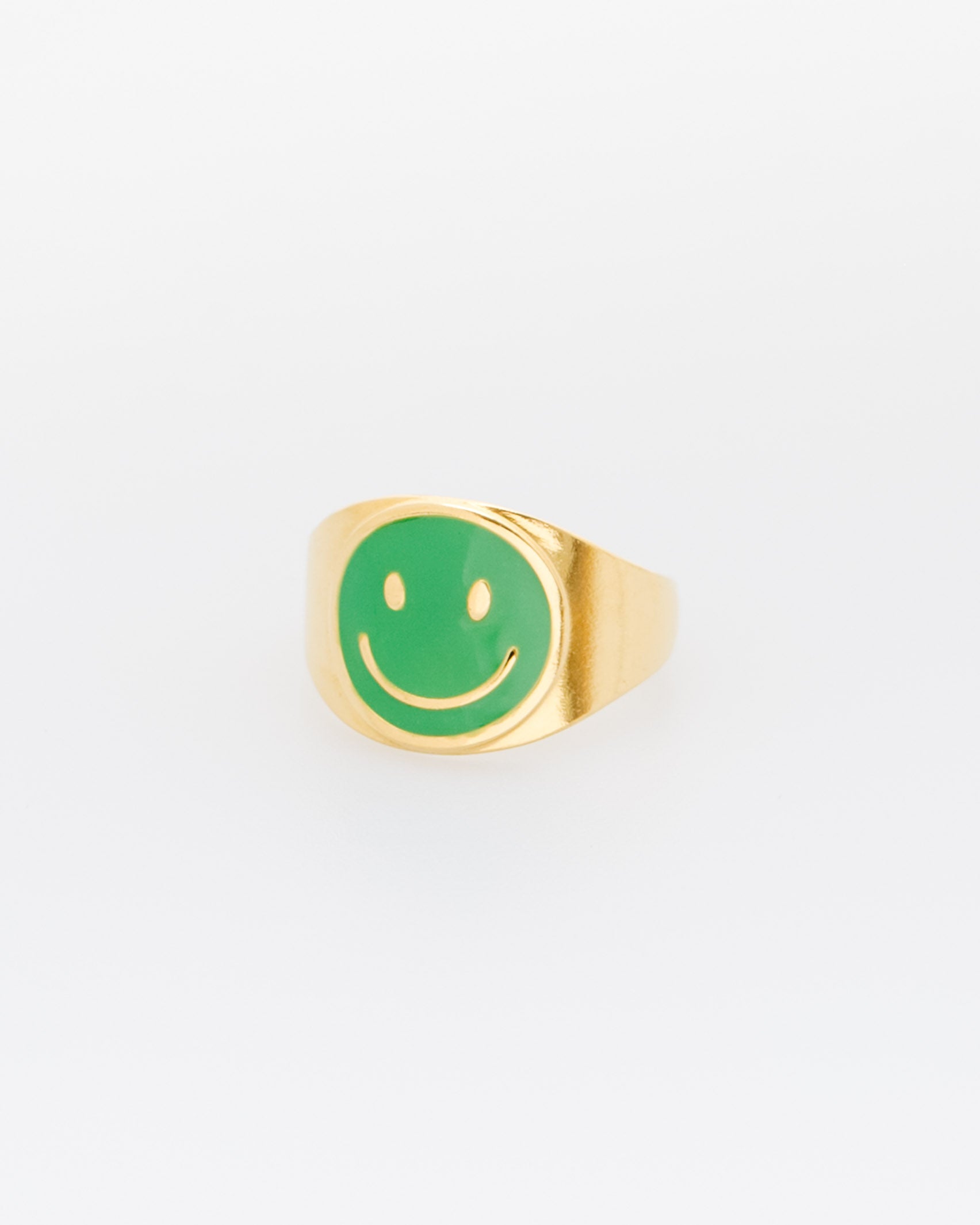 Breiter Ring mit Lachgesicht - Broke + Schön#farbe_green
