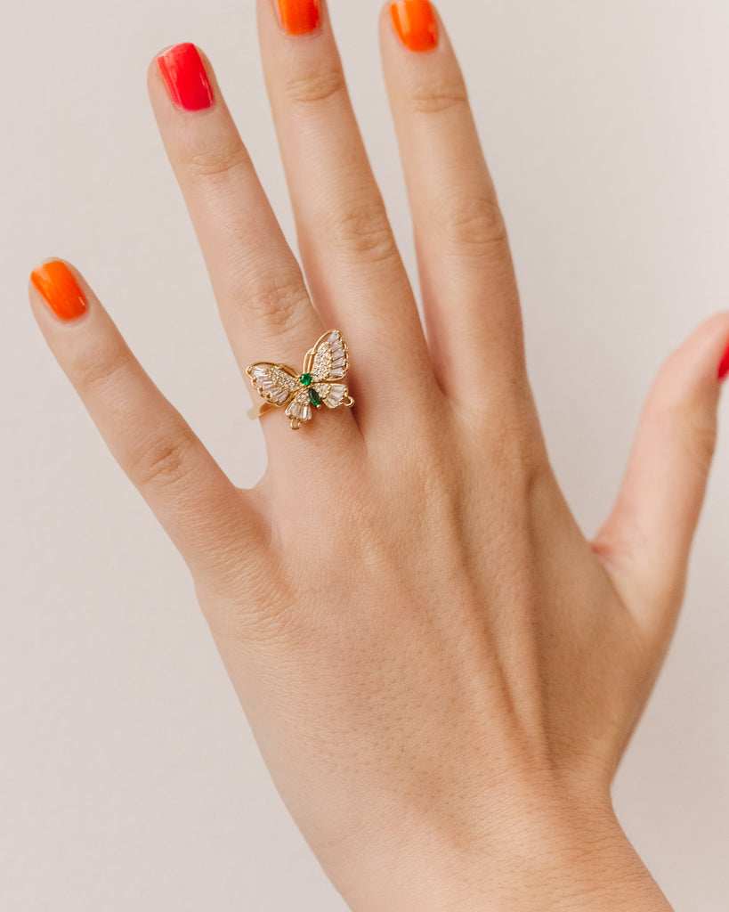 Glitzernder Schmetterlings Ring - Broke + Schön