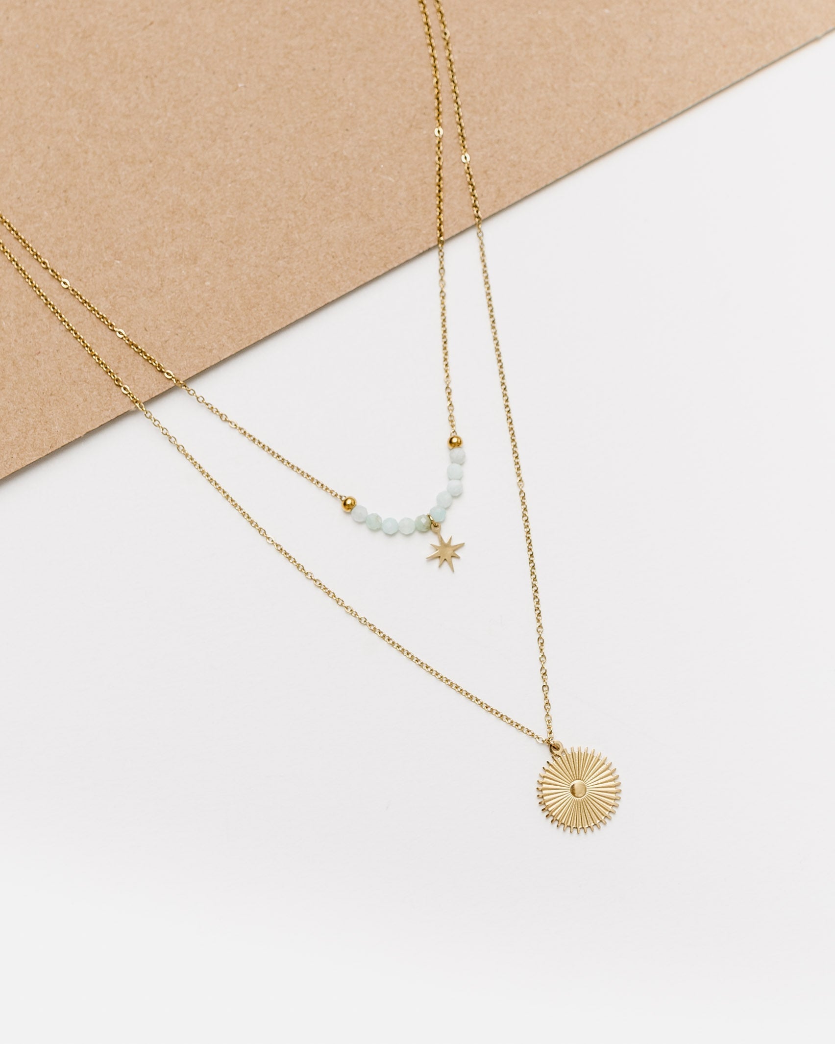 Mehrreihige Charm Kette - Broke + Schön#farbe_mintgruen