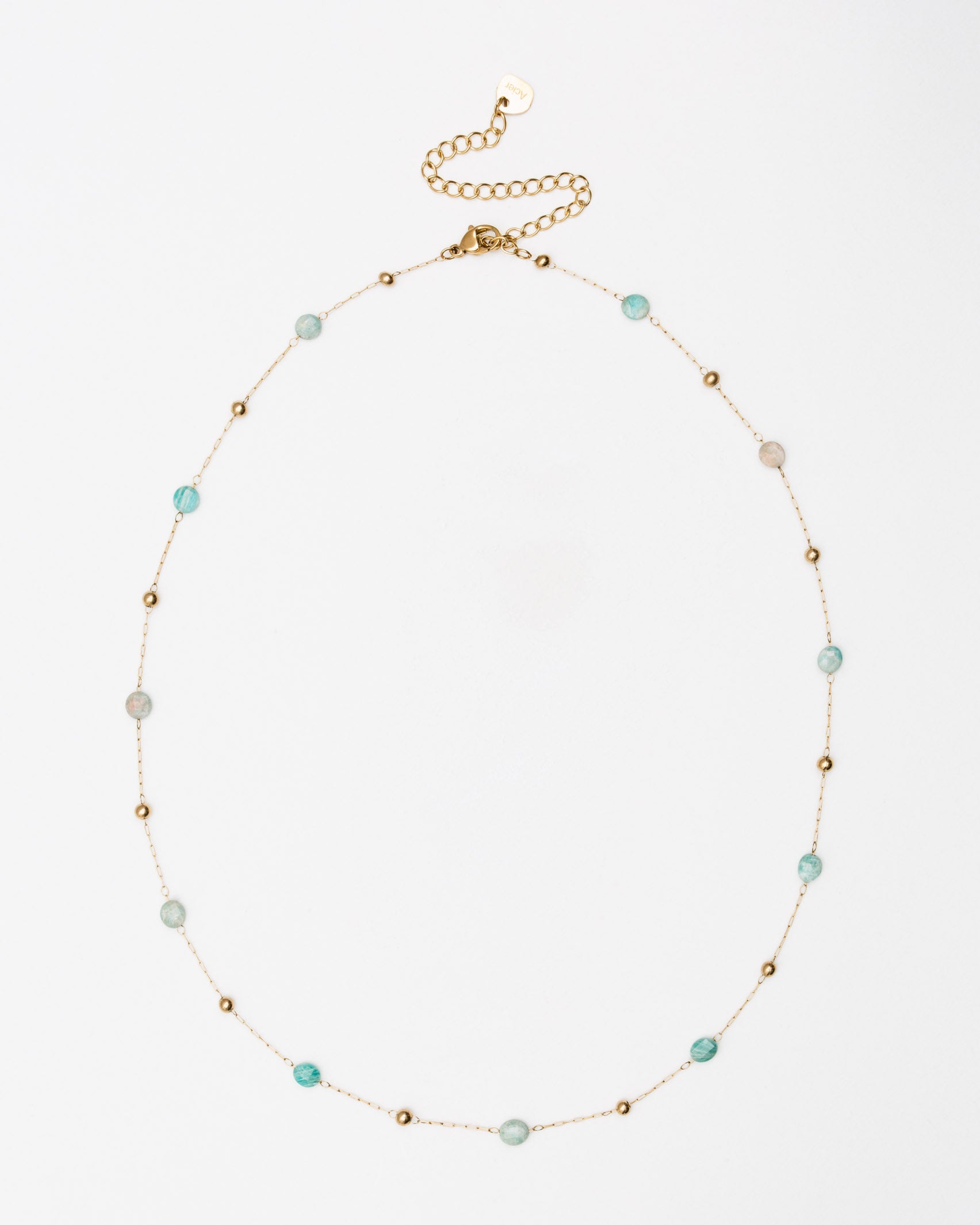 Gliederkette mit einfarbigen Perlen - Broke + Schön#farbe_turquoise