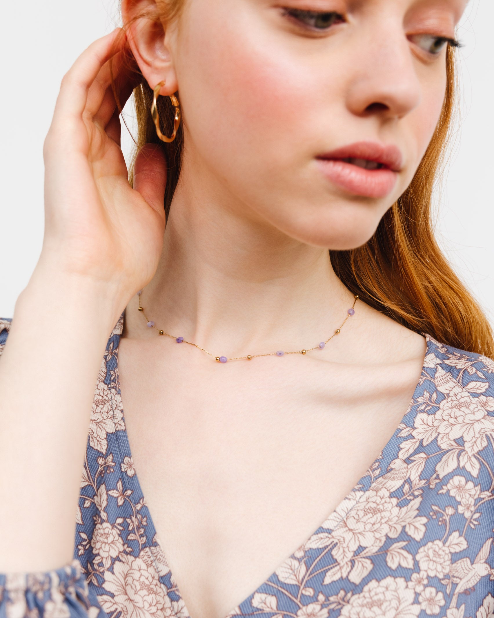 Gliederkette mit einfarbigen Perlen - Broke + Schön#farbe_lilac