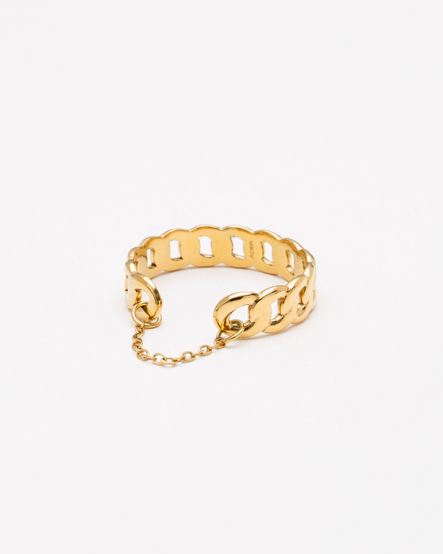 Gliederketten Ring mit Kette - Broke + Schön#farbe_gold-colored