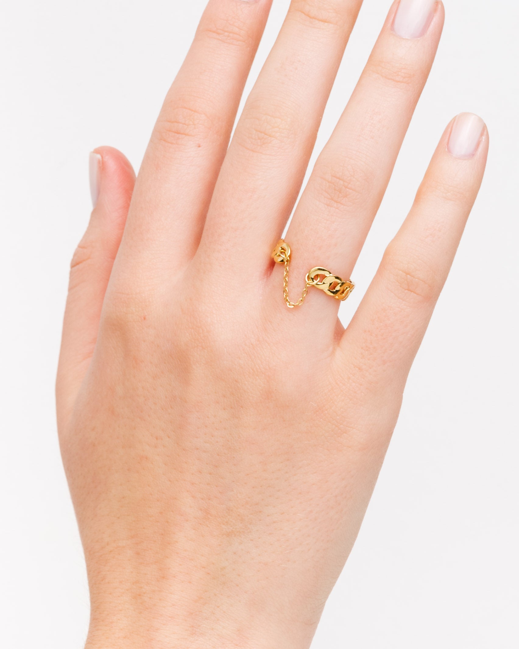 Gliederketten Ring mit Kette - Broke + Schön#farbe_gold-colored