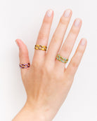 Mehrfarbiger Gliederketten Ring - Broke + Schön#farbe_lilac