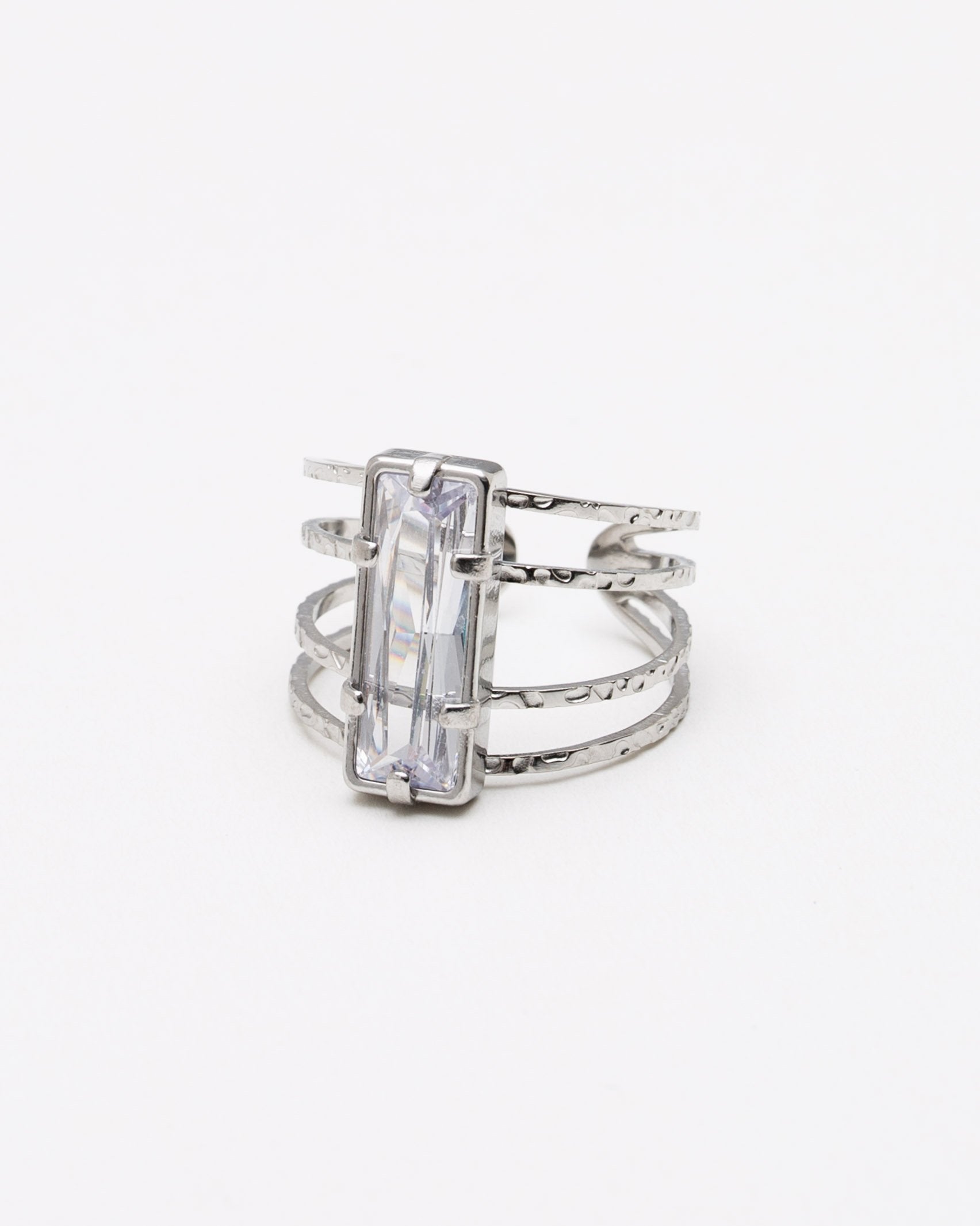 Ring mit großem Schmuckstein - Broke + Schön#farbe_silver-colored