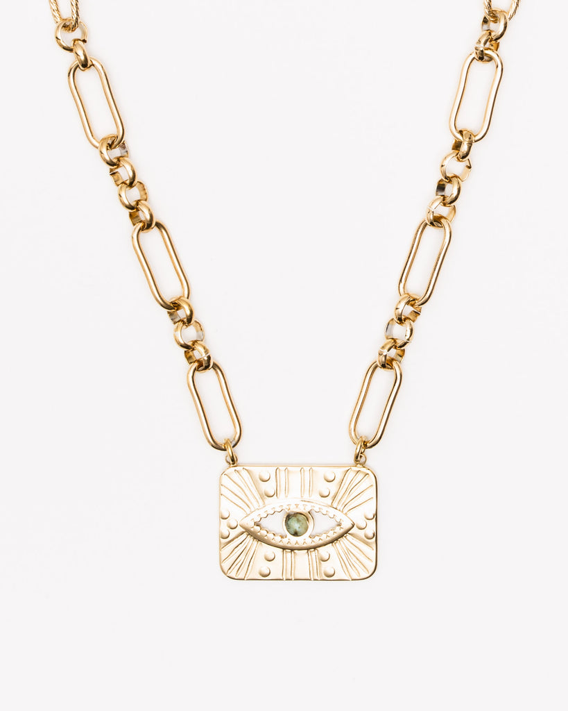 Grobe Kette mit großem Anhänger  - Broke + Schön#farbe_gold-colored