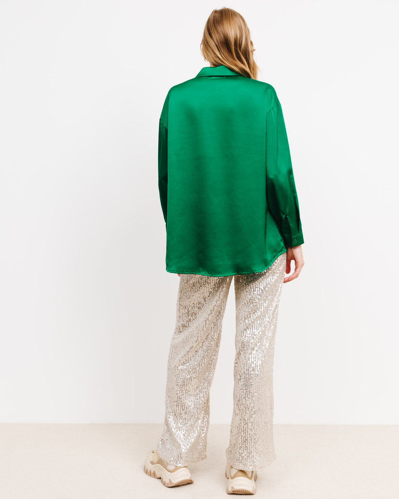 Klassische Satin Bluse - Broke + Schön#farbe_green