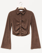 Kurze Bluse mit Raffung - Broke + Schön#farbe_brown