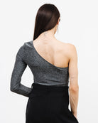 One Shoulder Glitzer Shirt - Broke + Schön