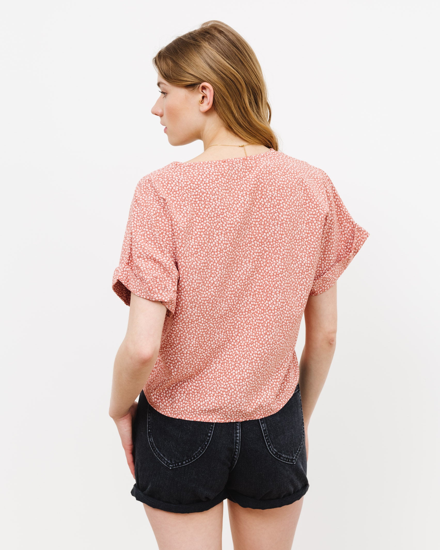 Lockere Bluse mit Knotendetail - Broke + Schön#farbe_pepe-rosa