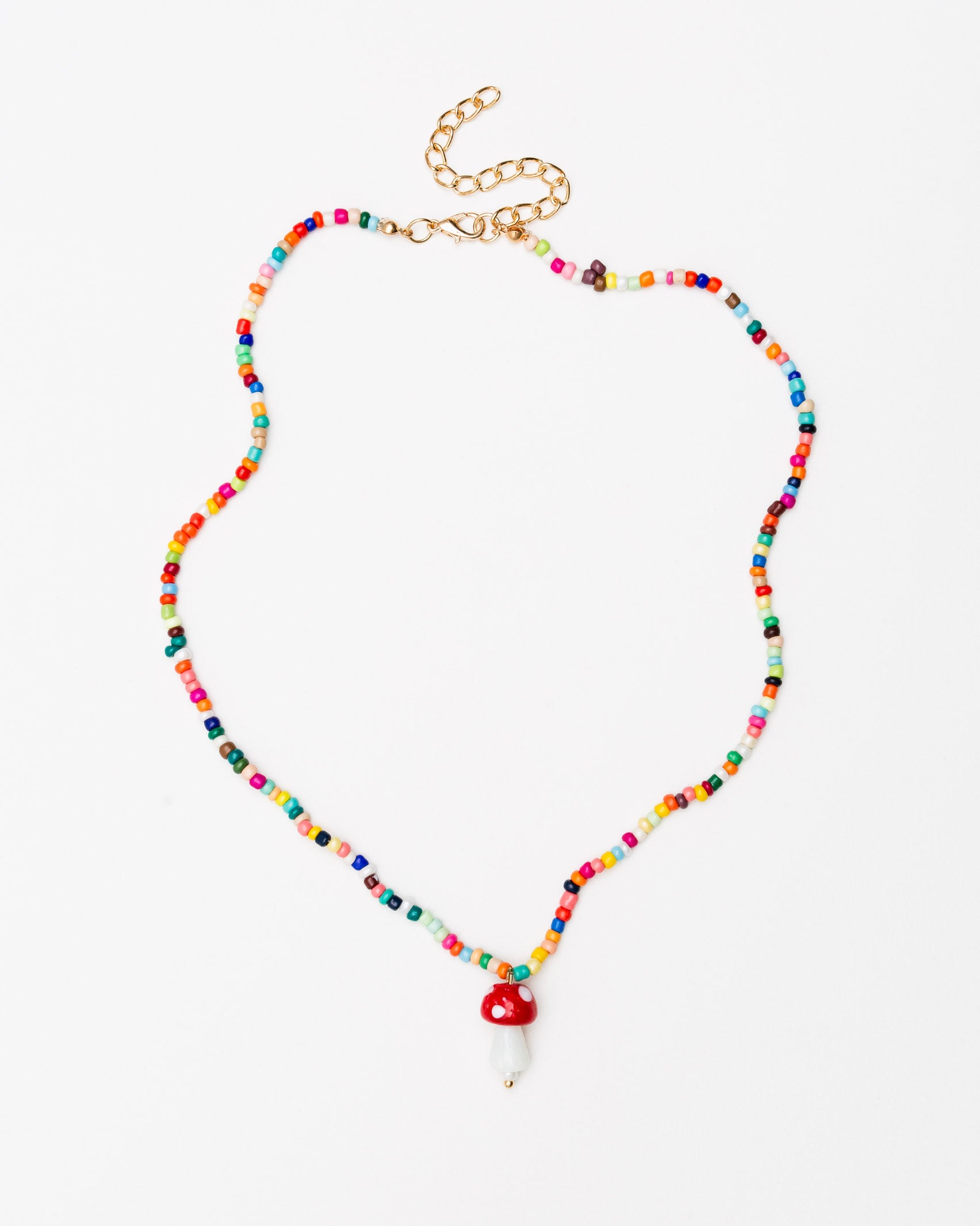 Perlenkette mit Fliegenpilz-Anhänger - Broke + Schön#farbe_rainbow