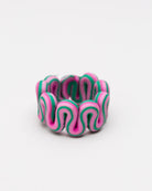 Geschwungener Ring aus Polymer-Ton - Broke + Schön#farbe_pink-green