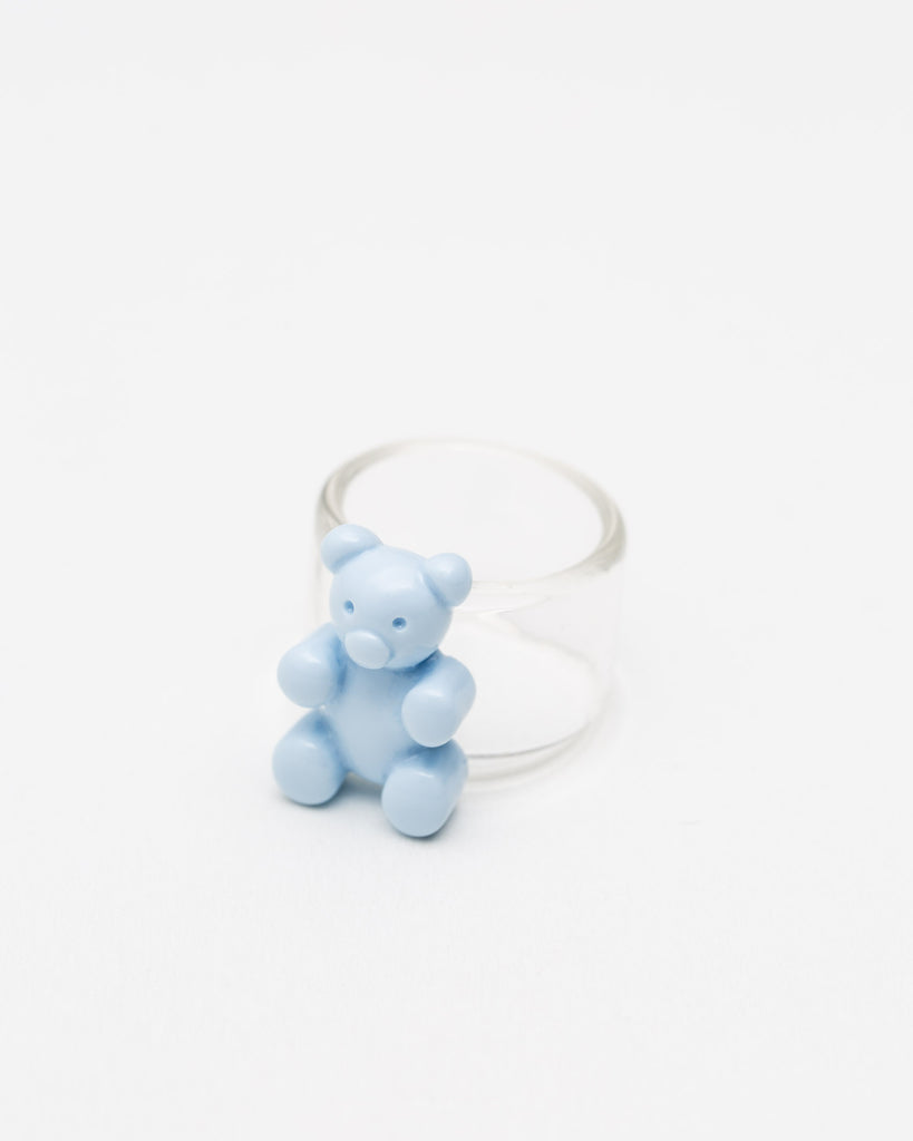  Transparenter Ring mit farbigem Teddy- Broke + Schön#farbe_blue-bell