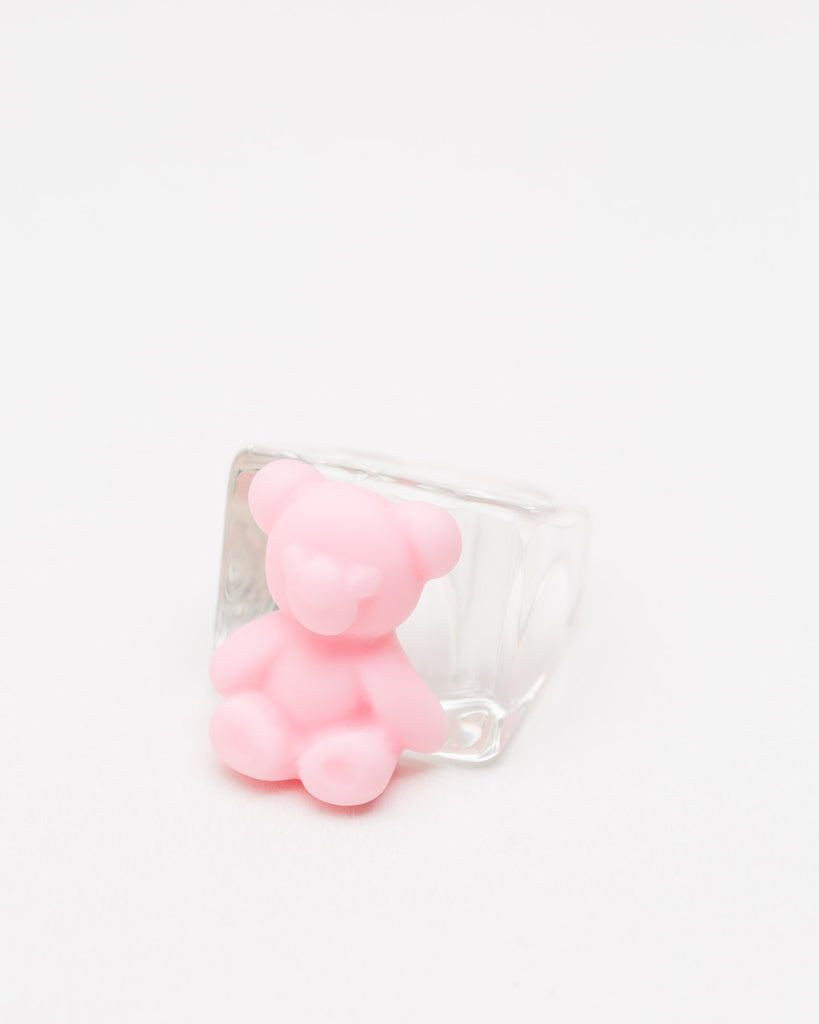 Transparenter Ring mit Teddy- Broke + Schön#farbe_pink-neon