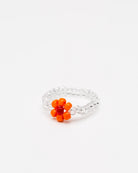 Elastischer Perlenring mit farbiger Daisy - Broke + Schön#farbe_shiny-orange