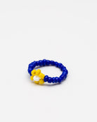 Elastischer Daisy-Ring aus Perlen- Broke + Schön#farbe_purple-blue