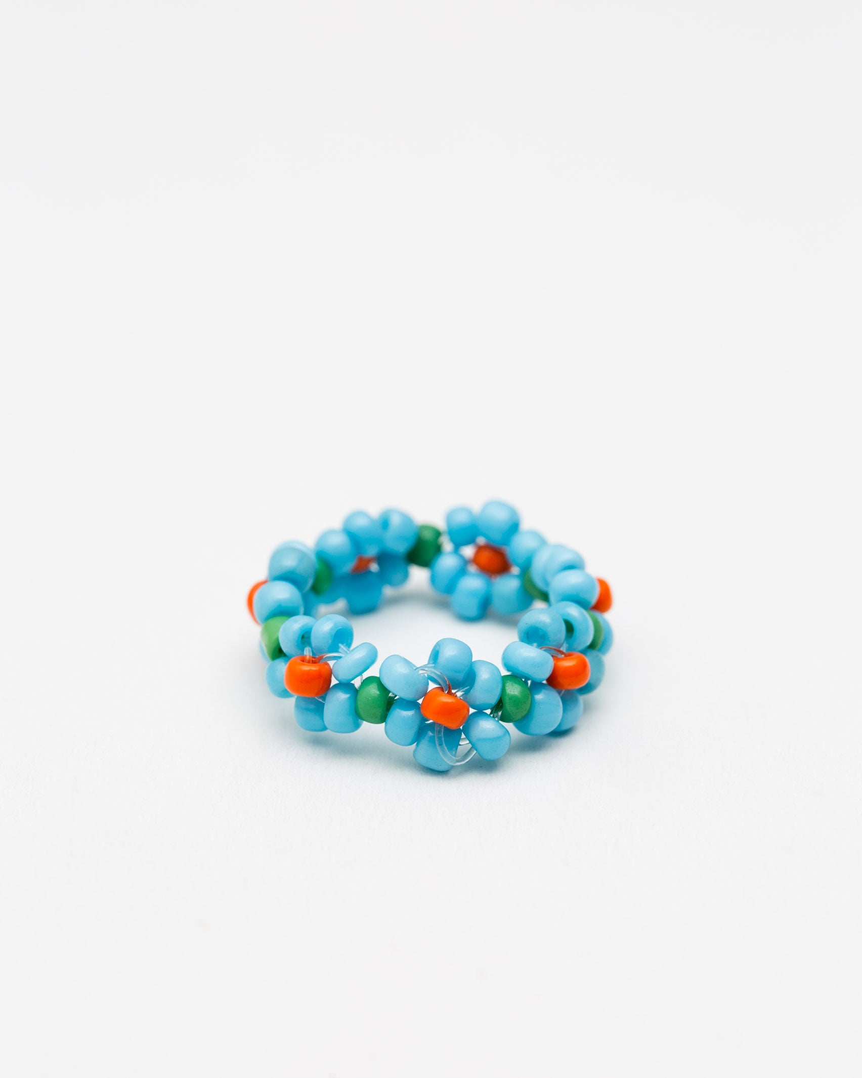 Daisy-Ring aus Perlen- Broke + Schön#farbe_shiny-blue