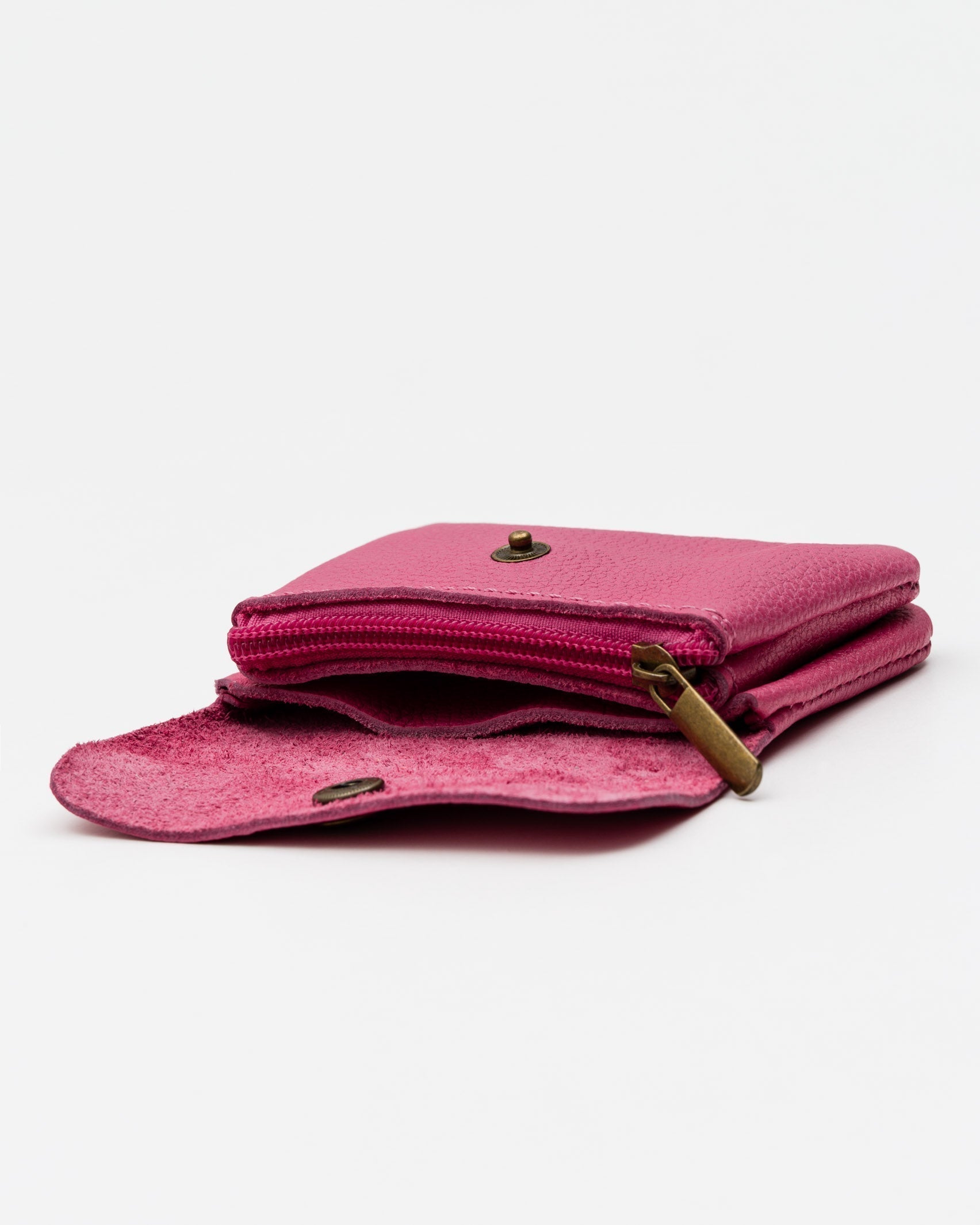Kleines Lederportemonnaie - Broke + Schön#farbe_pink