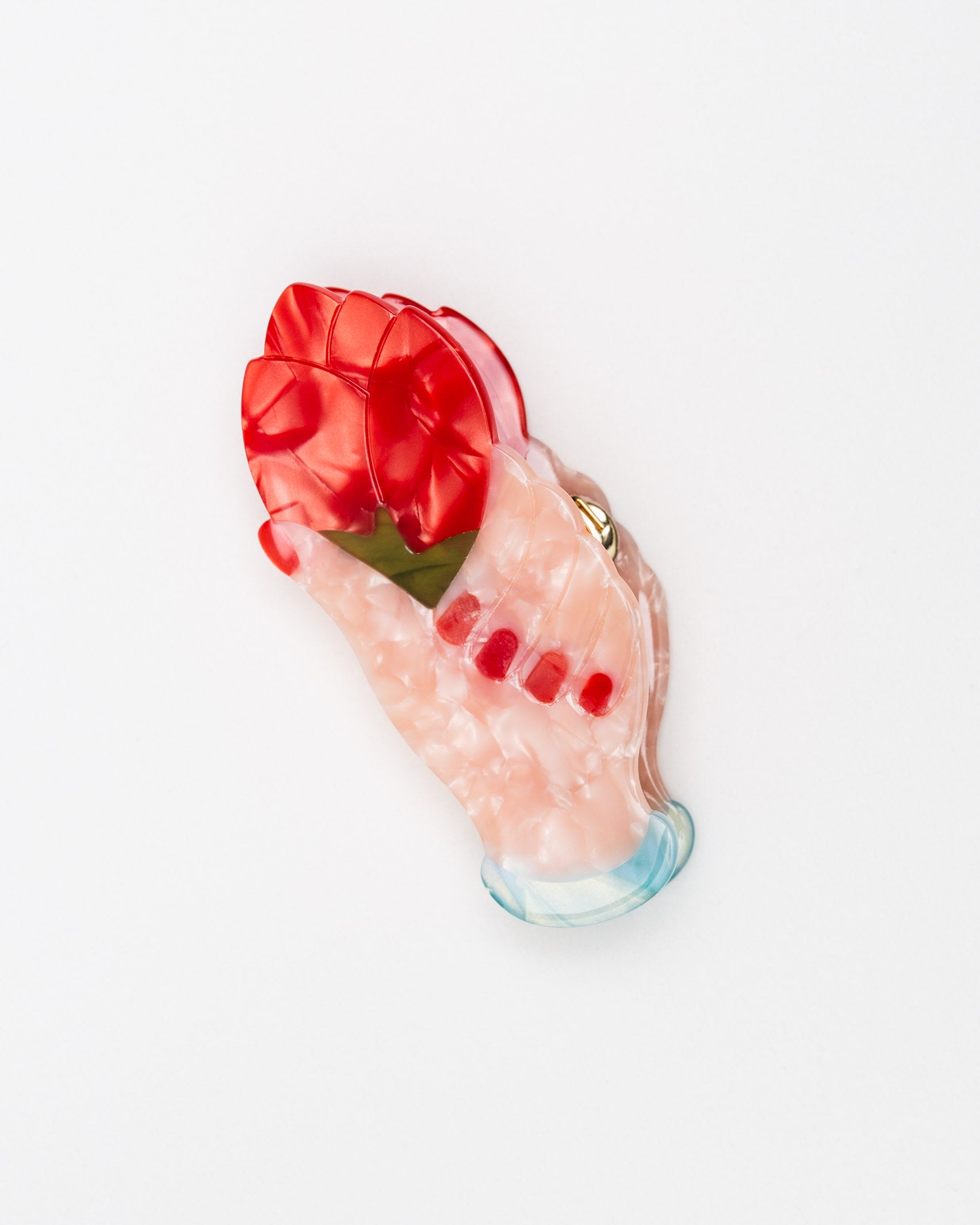 Haarclip in Form einer Hand mit Rose - Broke + Schön#farbe_red
