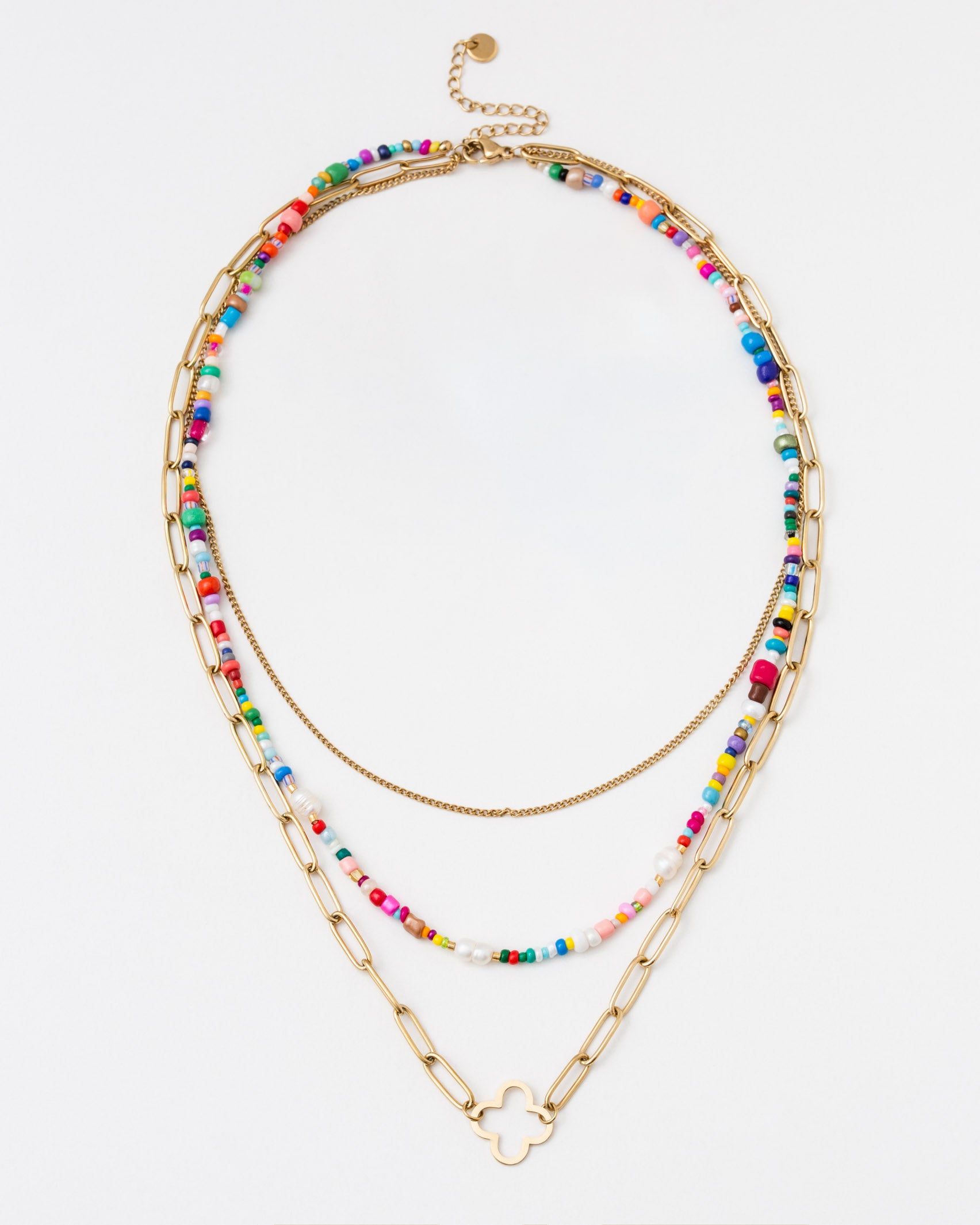 Mehrlagige Glieder- und Perlenkette - Broke + Schön#farbe_multicolor