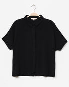 Lockere Kurzarm Bluse - Broke + Schön#farbe_black