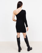 Langarm One Shoulder Minikleid - Broke + Schön#farbe_black