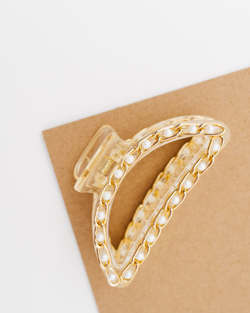 Runde Haarklammer mit Perlen - Broke + Schön#farbe_gold-colored