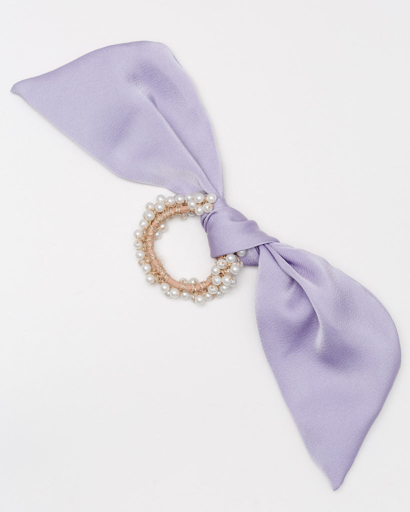 Perlen-Scrunchie mit angeknotetem Tuch - Broke + Schön#farbe_lilac
