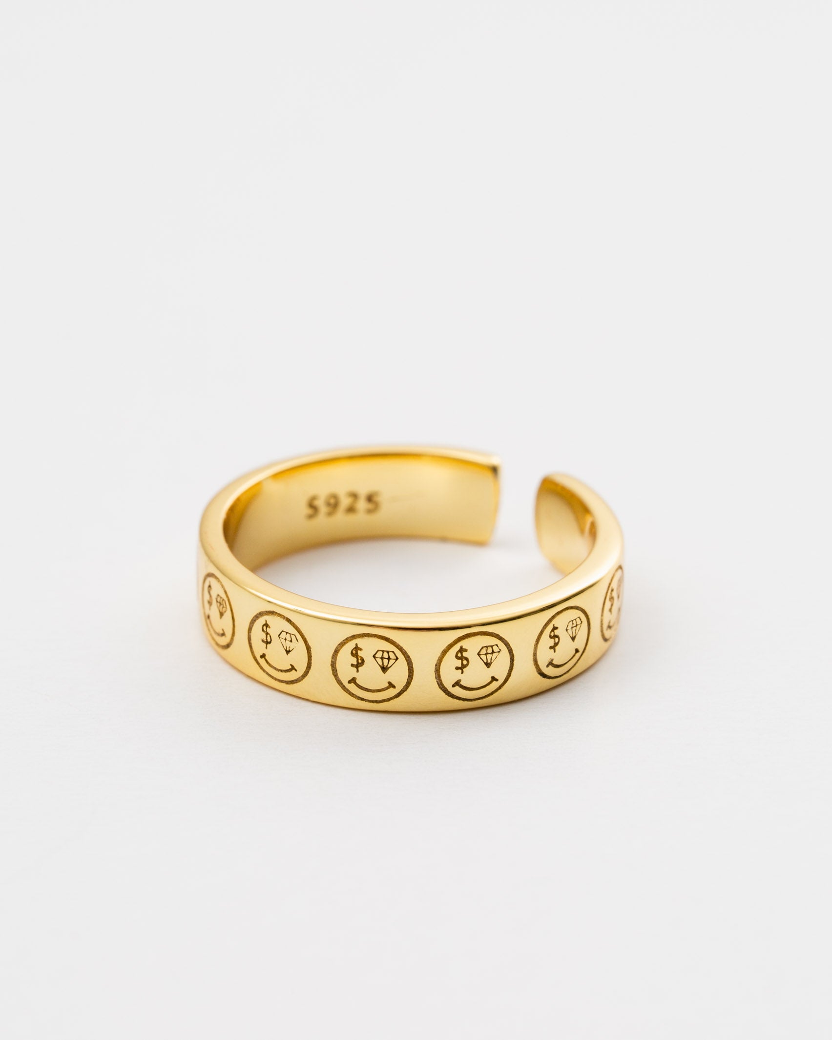Größenverstellbarer Smiley Ring - Broke + Schön#farbe_gold-colored