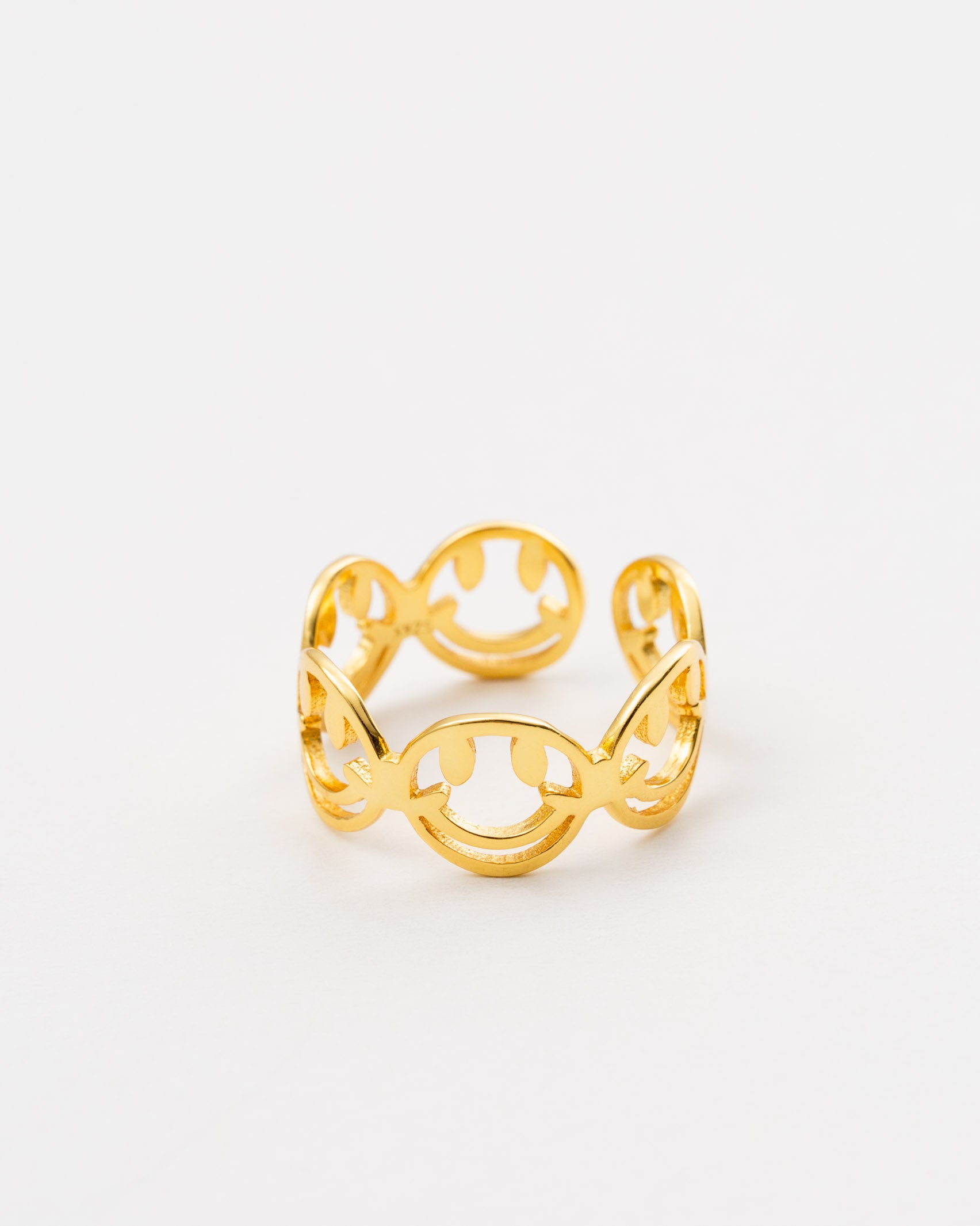 Größenverstellbarer Ring mit grinsenden Emoticons - Broke + Schön#farbe_gold-colored