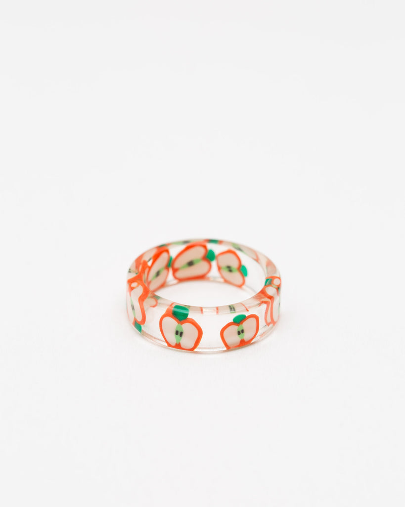 Transparenter Ring mit Apfelscheiben - Broke + Schön#farbe_red