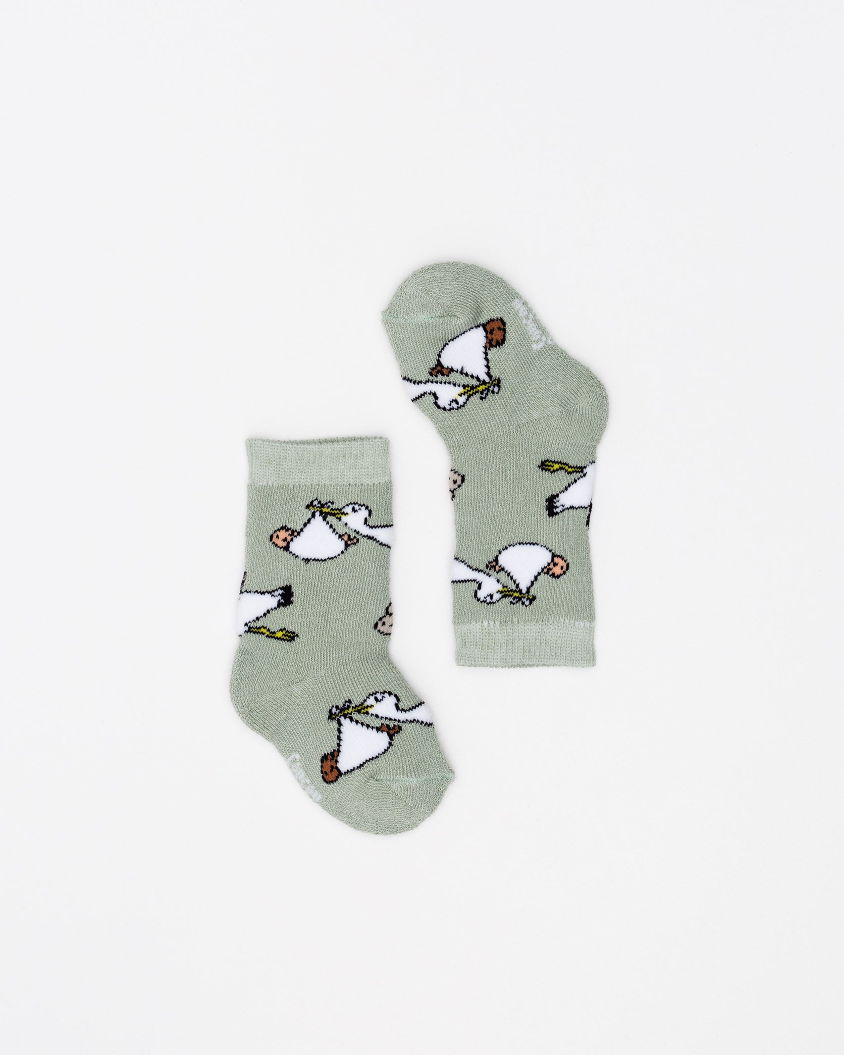 Baby- und Mama-Socken mit Klapperstorch - Broke + Schön#farbe_hedge-green