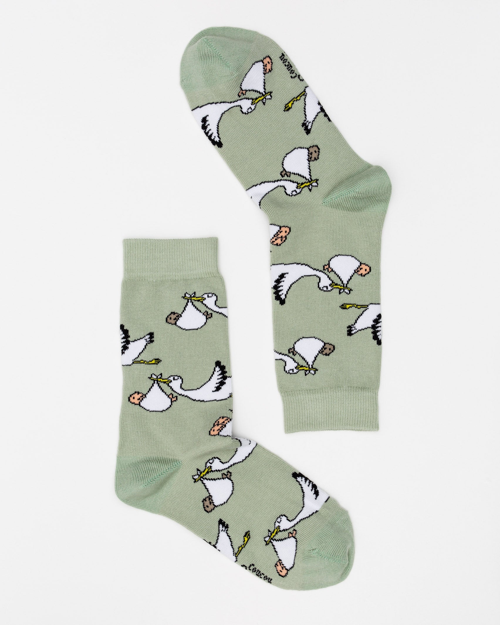 Mama- und Baby-Socken mit Klapperstorch - Broke + Schön#farbe_hedge-green