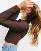 Kurze Bluse mit Raffung - Broke + Schön#farbe_brown